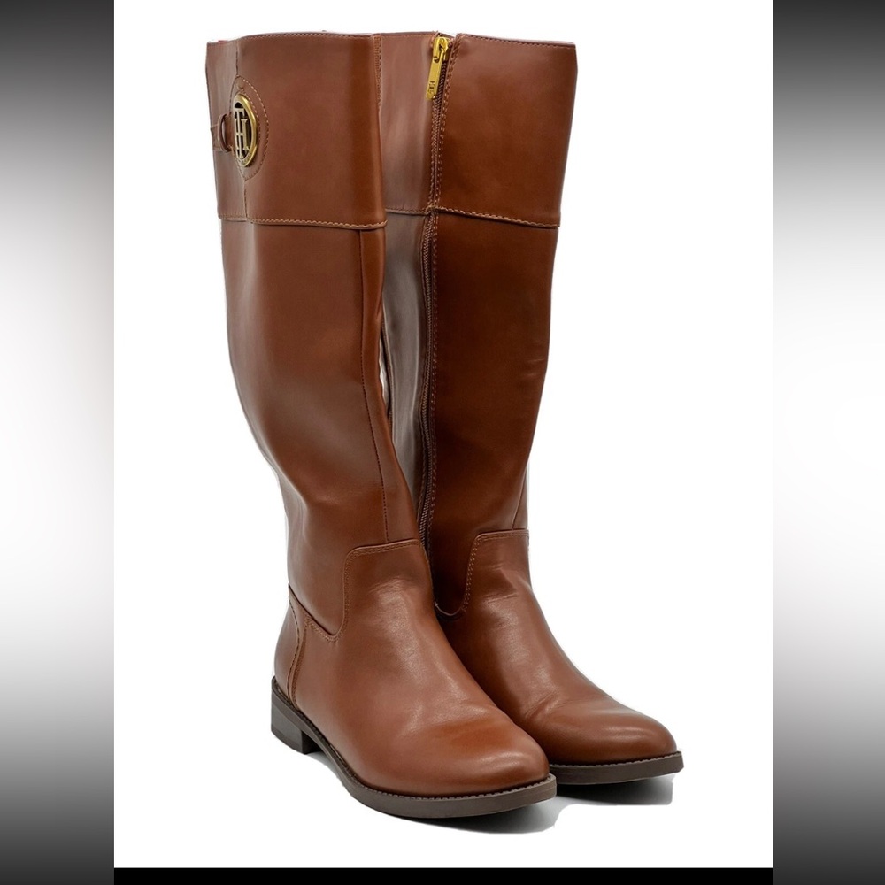 Tommy Hilfiger Inez's Brown Leather Knee-High Boots Size 8.5